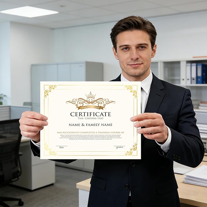 50 Sheets Gold Foil Border Certificate Paper, 8.5 x 11 Inch Letter Size - Image 2