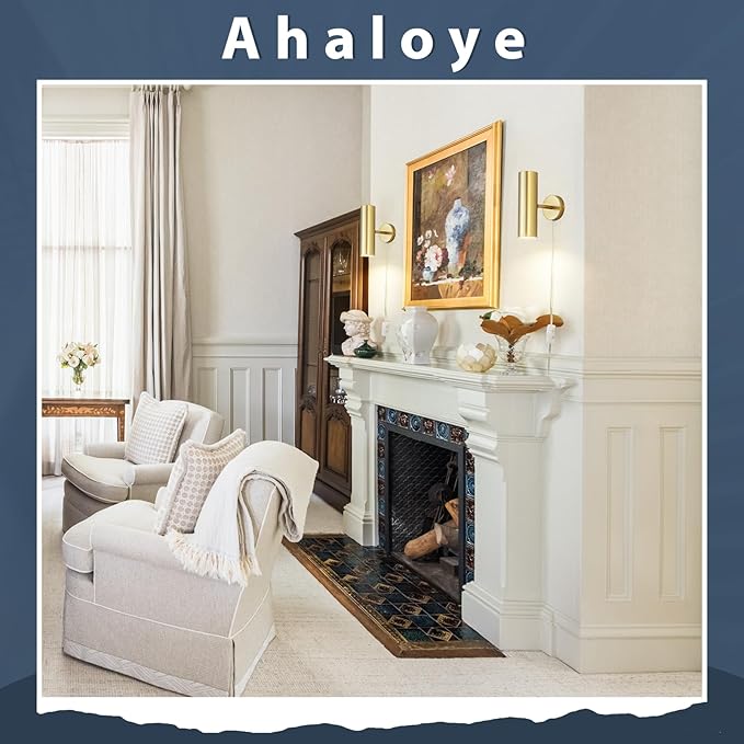 Ahaloye Gold Plug in Wall Sconce Set of 2, Modern Swing Arms Wall Lamp - Image 5