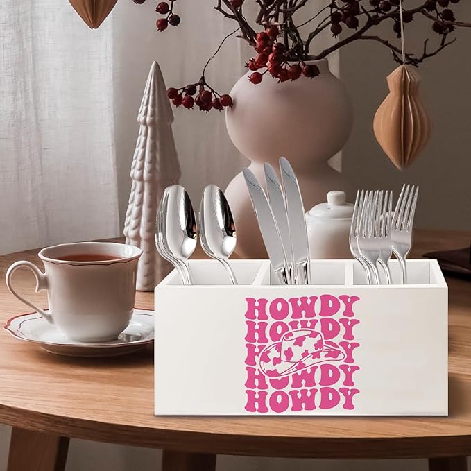 URLLUAE Hot Pink Western Howdy Wooden Pen Pencil Holder - Image 4