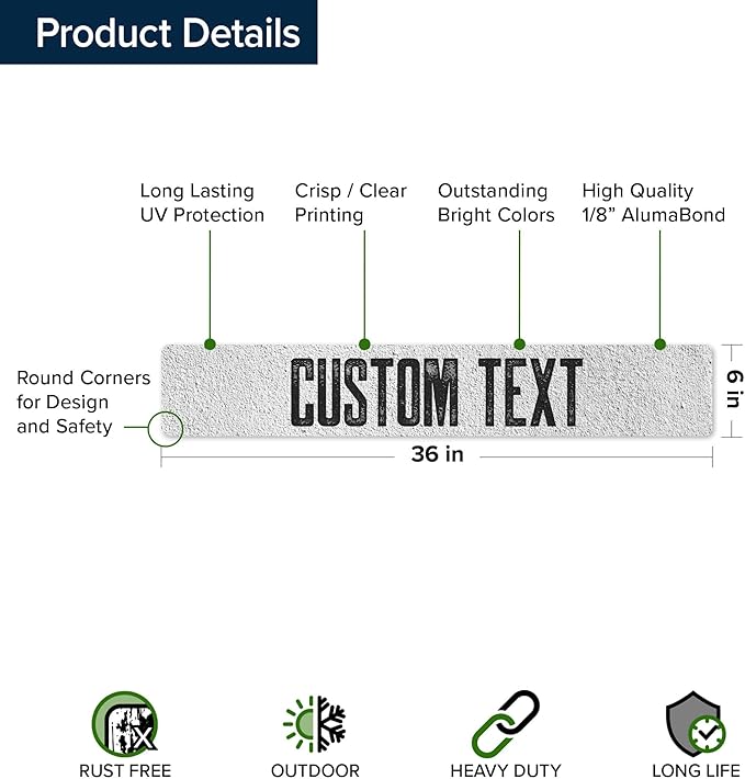 Custom Sign, Custom Street Sign, 11 Font Colors, 13 Font Styles, 4 Hole Options - Image 6