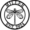 Custom Dragonfly Metal Sign, Tropical Dragonfly Garden Art, Metal Last Name by HYTSIGN
