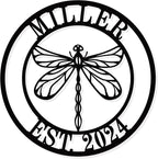 Custom Dragonfly Metal Sign, Tropical Dragonfly Garden Art, Metal Last Name by HYTSIGN