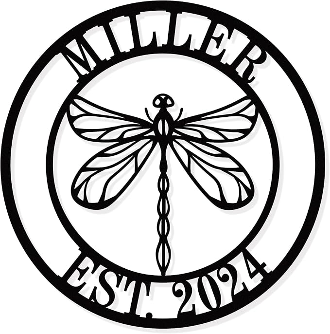 Custom Dragonfly Metal Sign, Tropical Dragonfly Garden Art, Metal Last Name by HYTSIGN