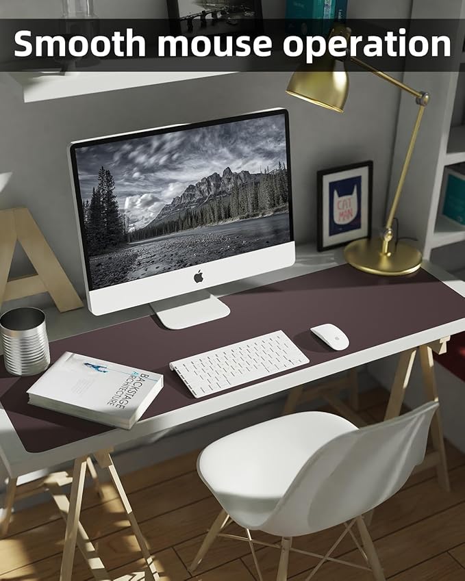 Leather Desk Pad Protector, Mouse Pad, Non-Slip PU Leather Desk Blotter - Image 5