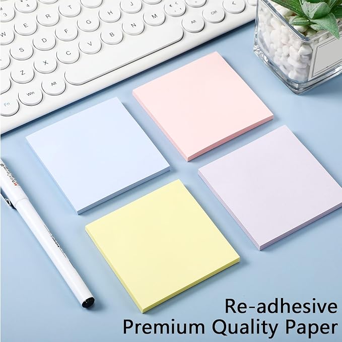 Thenshop 12 Pads Pastel Sticky Notes 3''x3'', Self Stick Notes Pads Pastel - Image 4