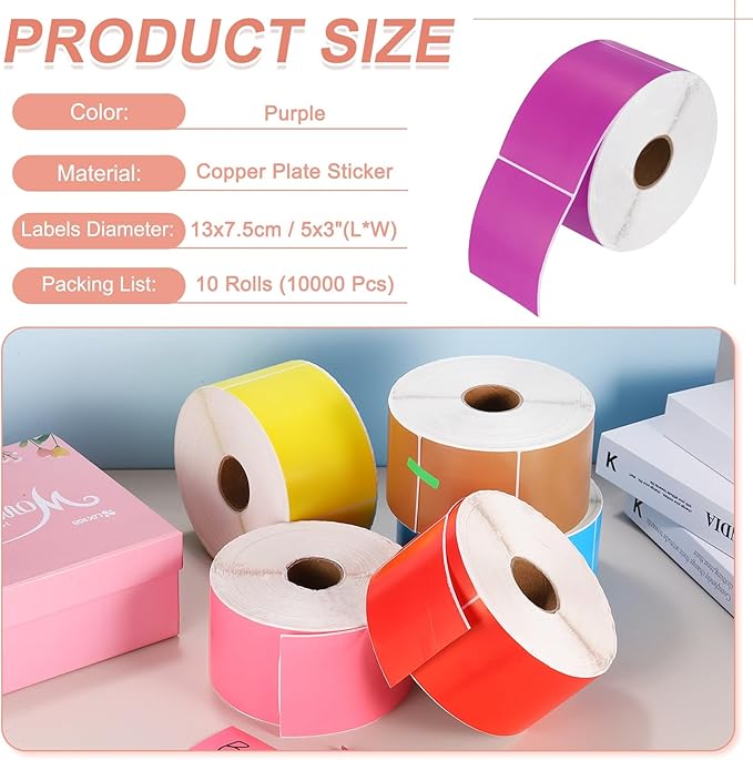 PATIKIL 1000Pcs Colored Coding Labels Stickers, 5x3 Inch Rectangle Inventory - Image 2