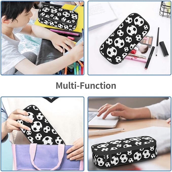 Black And White Soccer Ball Pencil Case Big Capacity Storage Pencil Pouch - Image 8