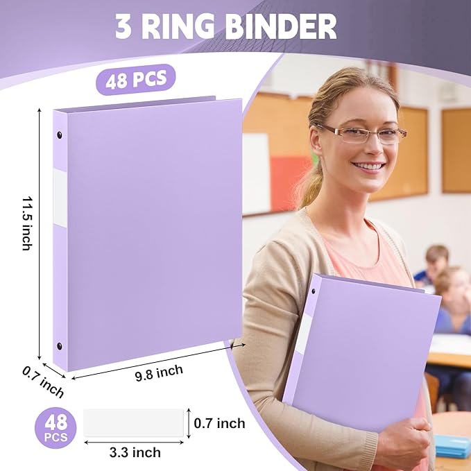 Henoyso 48 Pcs 3 Ring Binder 0.5 Inch Round Fits Letter Size 8.5'' x 11'' Paper - Image 2