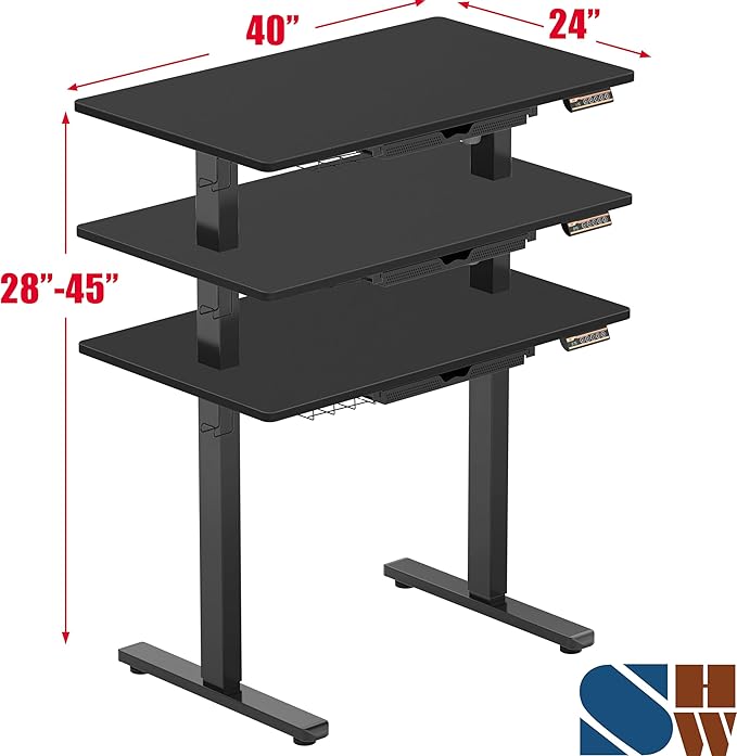 SHW 40-Inch Electric Height Adjustable Standing Desk - Image 2