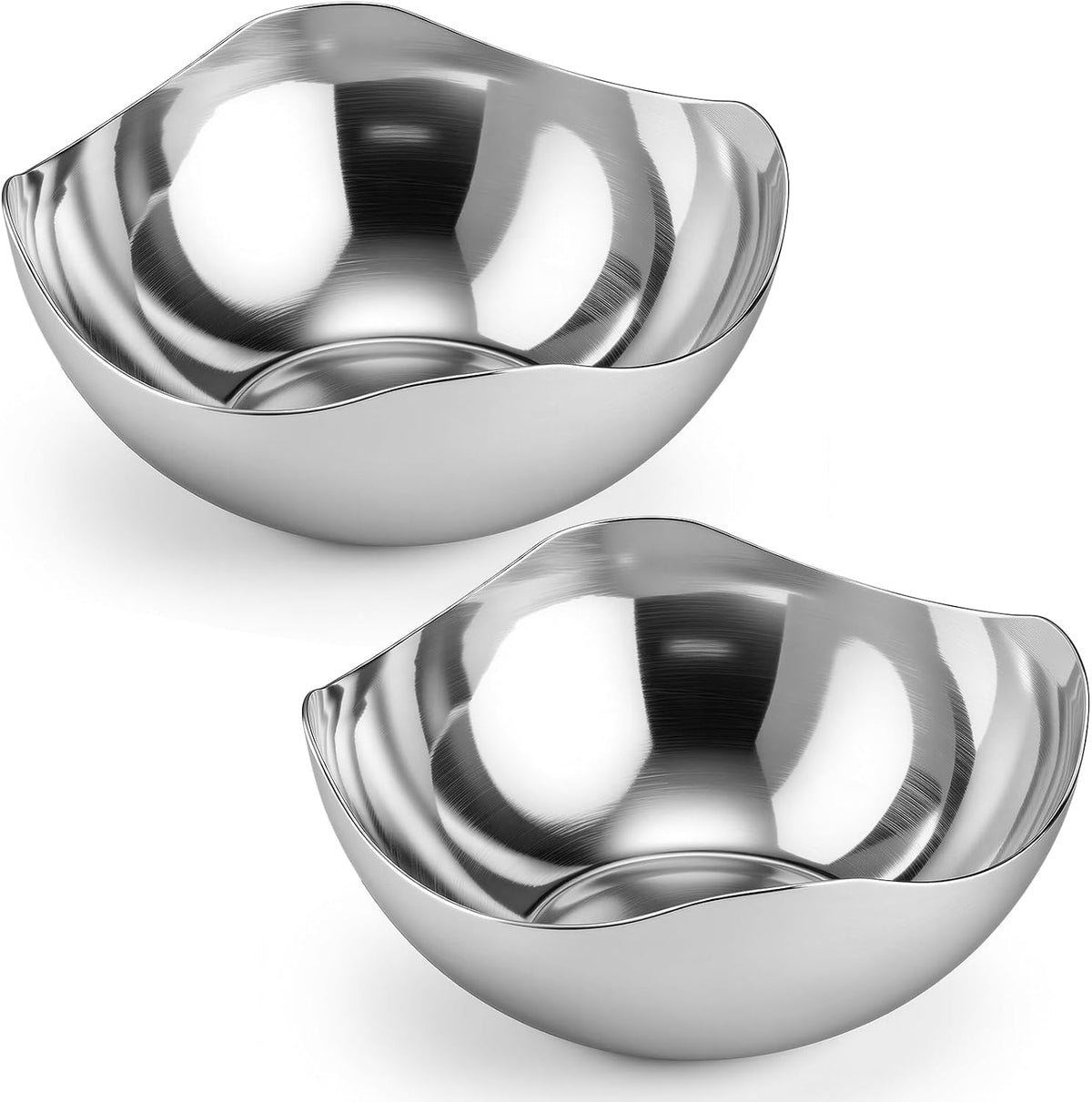 2 Pcs Silver Candy Bowl Stainless Steel, 6.3 Inch Mirror Polished