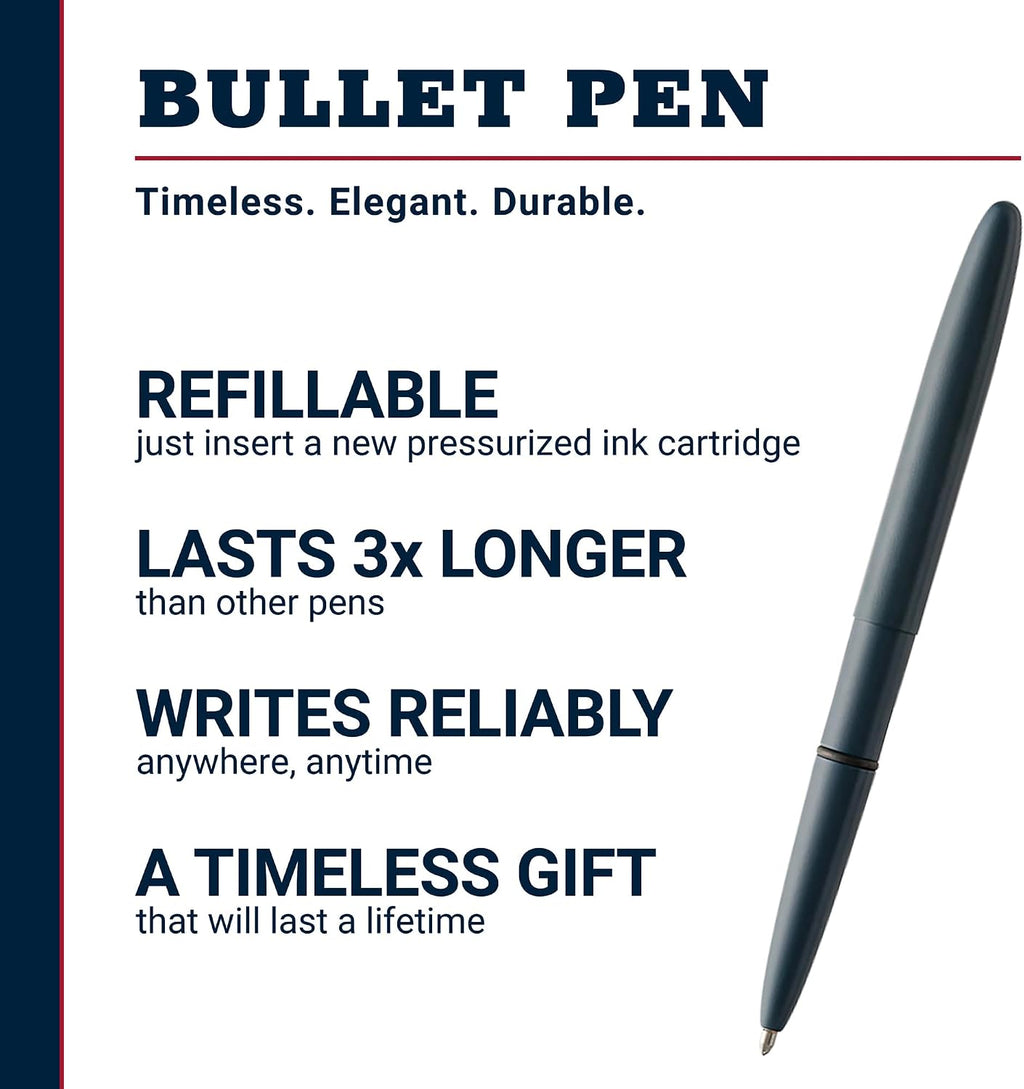 Fisher Space Pen Elite Navy Blue Cerakote Finish Ballpoint Bullet Pen | Medium Point, Compact Size, Writes Upside Down, Extreme Temperatures, Black Ink, Made in the USA