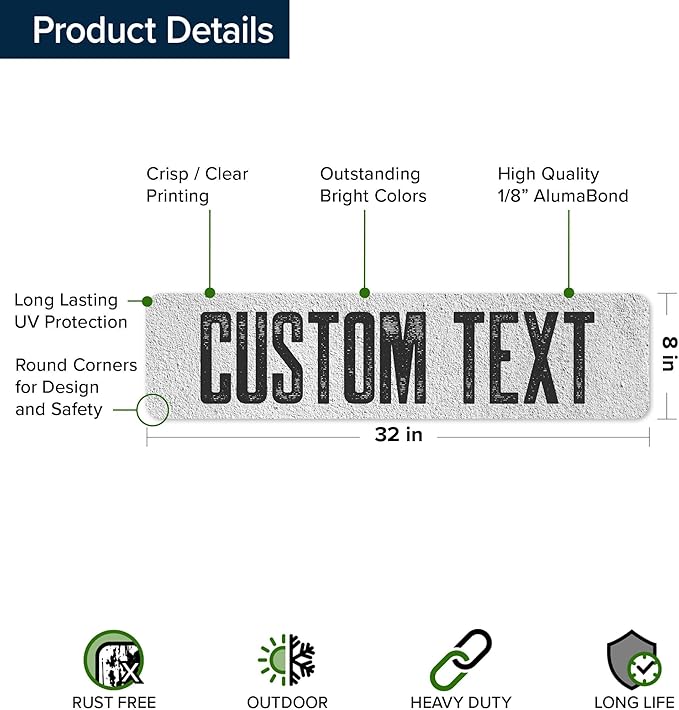 Custom Sign, Custom Street Sign, 11 Font Colors, 13 Font Styles, 4 Hole Options - Image 6