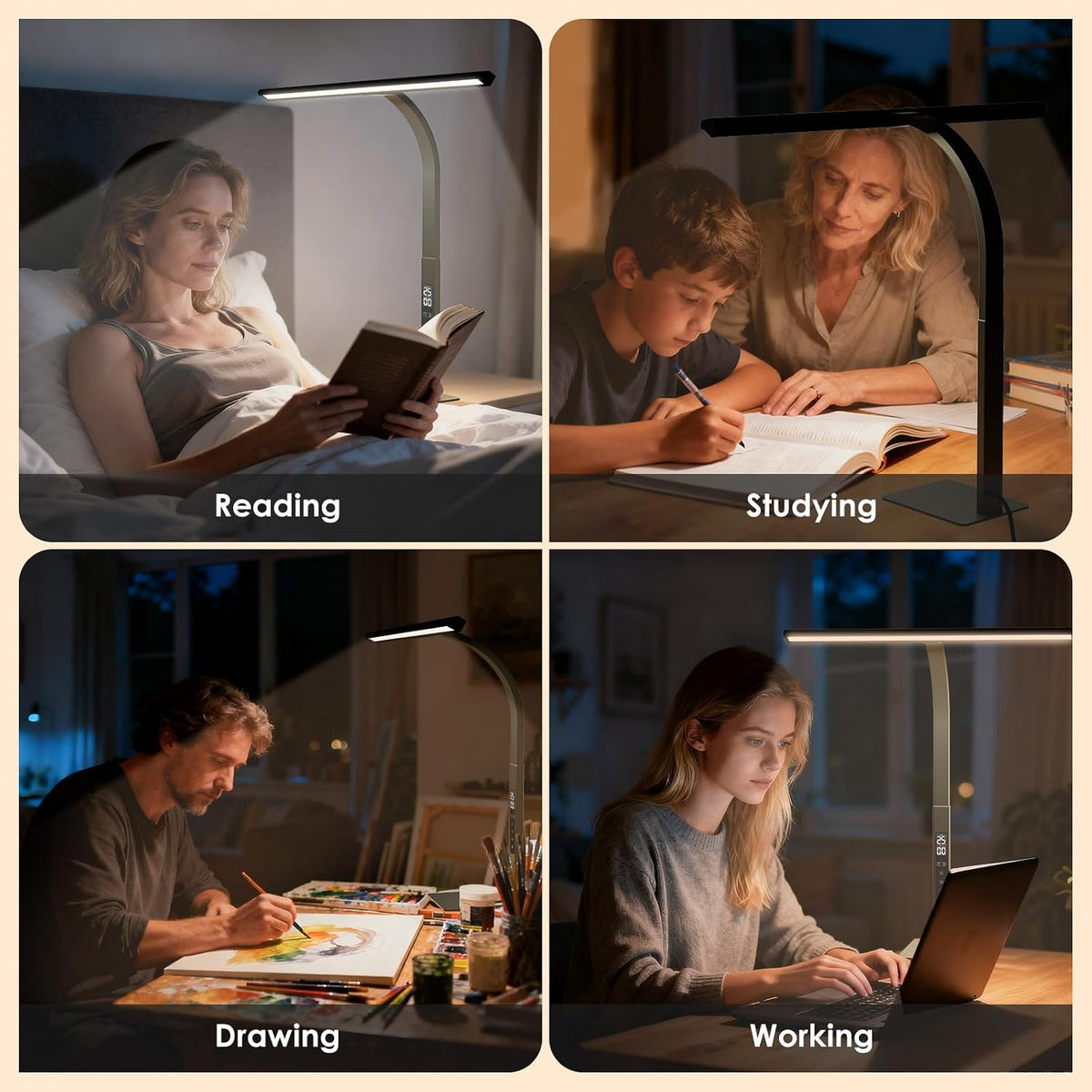 LED Desk Lamp for Office Home: Pomodoro Timer Table Light with Base 1600 Lume...
