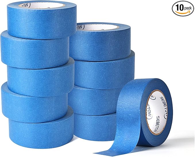 SEBETOW 10 Rolls Painters Tape 2 inch Bulk Painter Tape Blue Wide Roll by SEBETOW