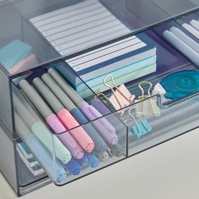 STORi STAX Plastic Stackable Organizer Drawers Classic Grey | 12.5" Wide | Set - Image 7
