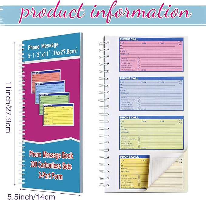 Sinmoe 1 Pcs Spiral Bound Phone Message Book - Image 2