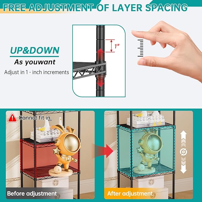 SINGAYE Shelf Closet Wire Shelving：Adjustable Metal Unit - Image 7