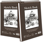 9" x 12" Sketch Book, Top Spiral Bound Sketch Pad, 2 Packs 100 Sheets Each by SketchBook