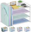 Marbrasse Desk Organizer and Accessories，4-Tier Paper Letter Tray Organizer by Marbrasse