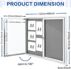 SWANCROWN Weather Resistant Enclosed Bulletin Board Gray Fabric Displays Boards - Image 2