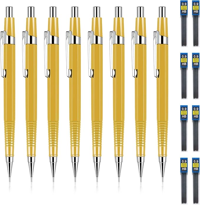 feelake 8 PCS Metal Mechanical Pencil, Durable 0.9mm Drafting Pencil, Comes by Unknown