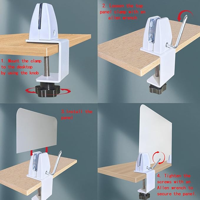 Jhanw Desk Divider Clamp For 1/8" To 0.51" Panel, Adjustable Desk Partition - Image 5