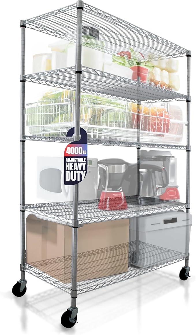 CRESCENT 48" W Storage Shelves 4000LBS Metal Shelving 5 Tier Wire Shelving Unit by CRESCENTHOUSEWARES