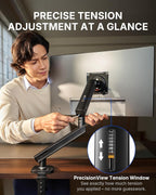huanuo flowlift™ pro monitor arm for 13–32" screens showing dimensions
