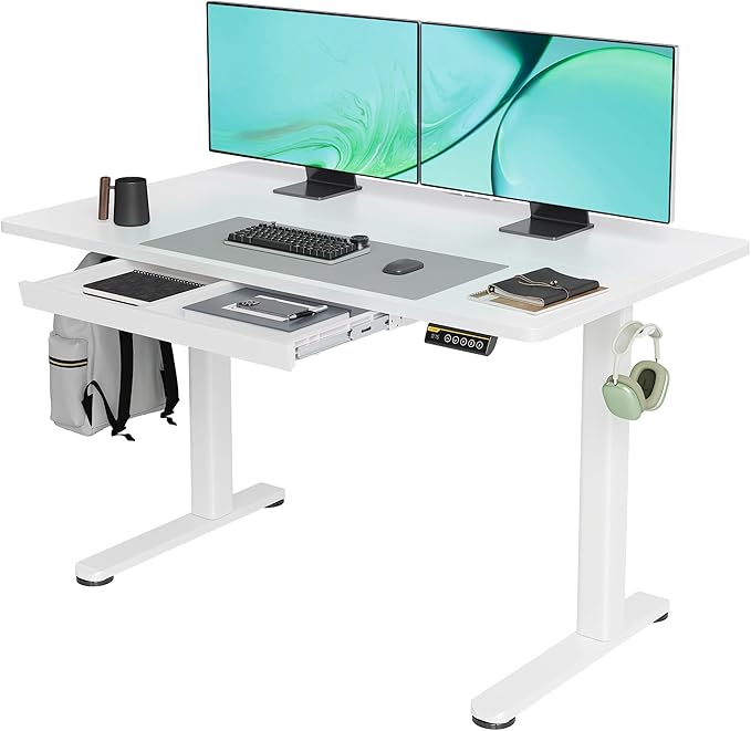 Claiks Standing Desk with Drawers, 48x24 Inch Electric Stand Up Desk by CLAIKS