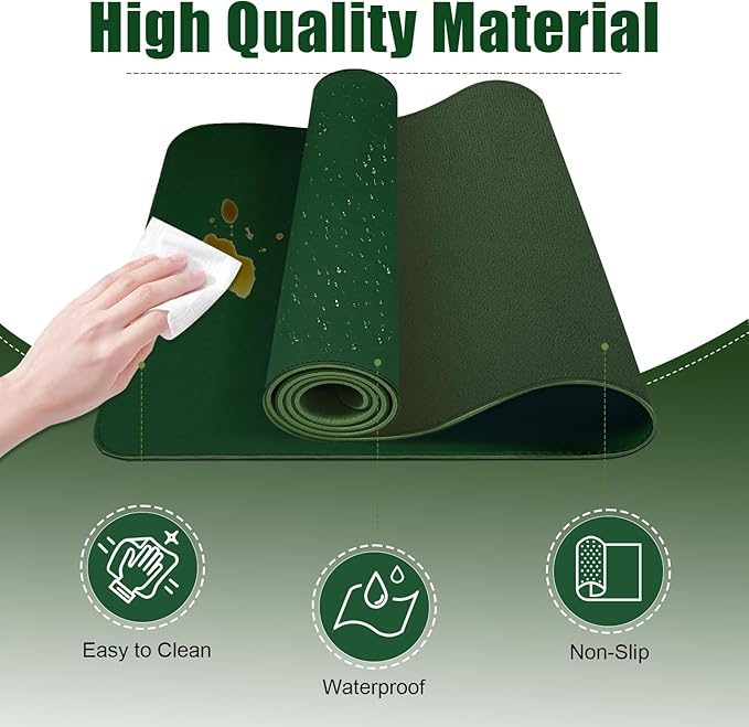 Leather Desk Pad Protector, 47.2'' x 23.6'', Suede Base Desk Blotter, Non-Slip - Image 3