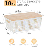 Anywish Storage Bins with Lids 10 Packs, Plastic Storage Bins with Bamboo Lids - Image 2