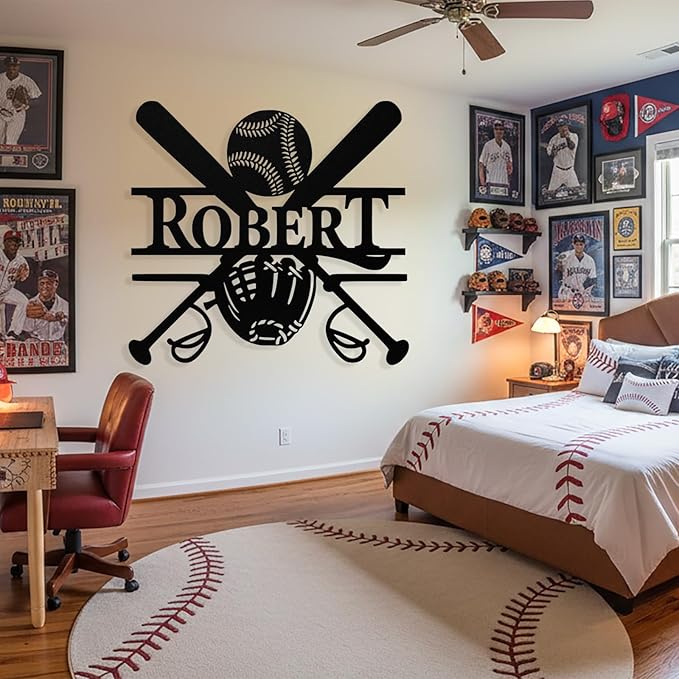 Personalized Baseball Metal Sign Custom Name Sign Baseball Player Gift Boys - Image 2