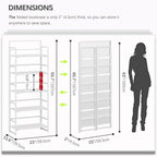 4NM No Assembly 5 Tiers Folding Bookshelf Storage Shelves Vintage Bookcase - Image 2