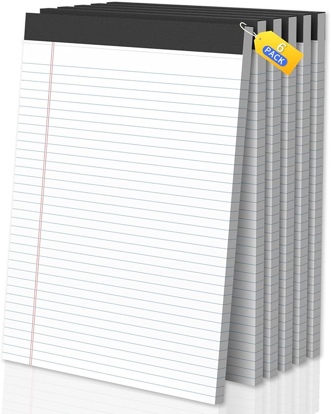 Legal Pads 8.5 X11, Narrow Ruled Notepads, 6 Pack, 50 Sheet/Pad, Tear Off by Glyanlee