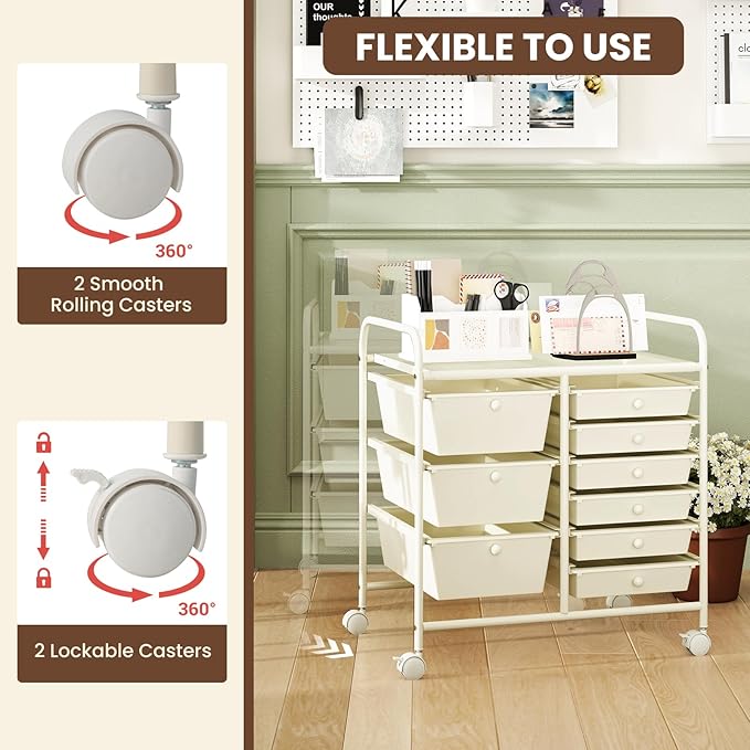 GOFLAME 9-Drawer Rolling Storage Cart, Mobile Utility Cart - Image 6