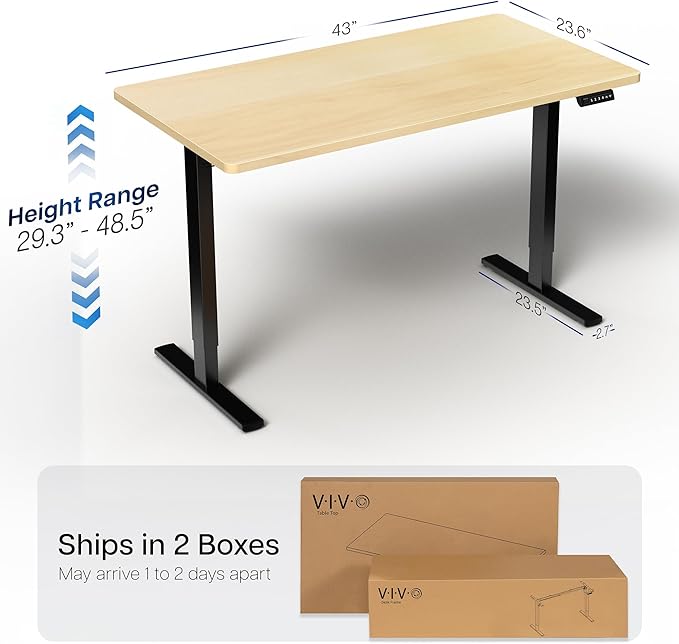 VIVO Electric 43 x 24 in Standing Desk, Memory Height Adjustment, 1B Series - Image 3
