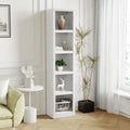 blini 5-Shelf Narrow Bookcase White Wooden Tall Bookshelves Floor Standing