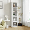 blini 5-Shelf Narrow Bookcase White Wooden Tall Bookshelves Floor Standing by blini