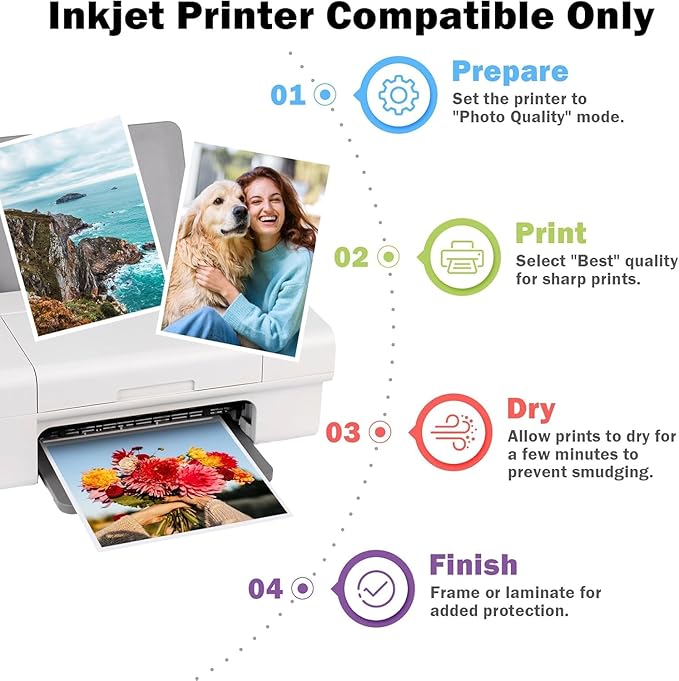 ZHADDLI Glossy Photo Paper 8.5 x11, Inkjet Photo Printer Paper, instant - Image 6