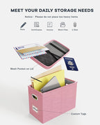 Oterri File Organizer Box with Lid, Hanging Filing File Box with Mesh Pocket - Image 4