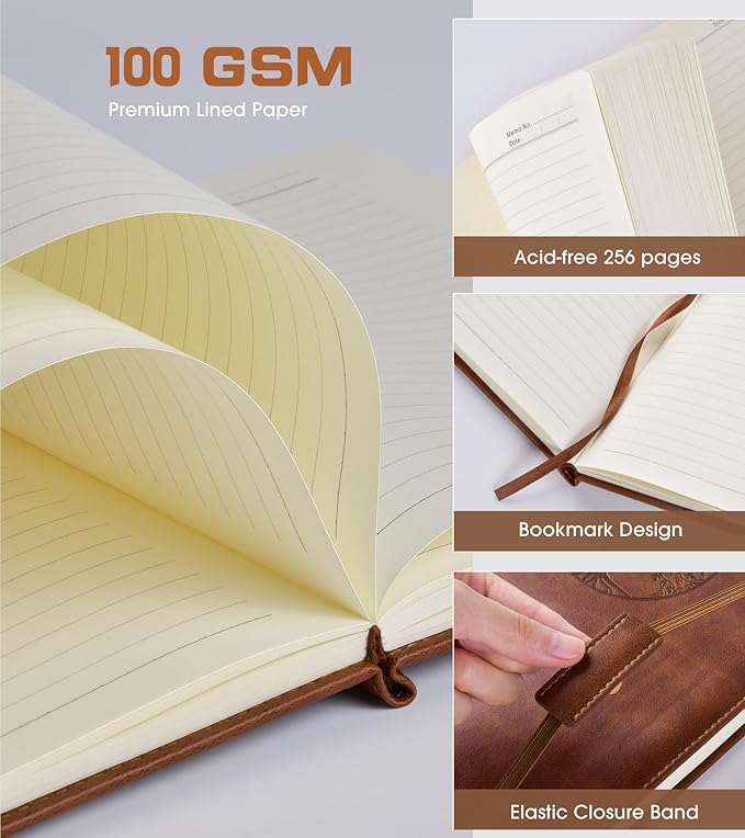 Biuwory Lined Journal Notebook for Women Men, 256 Pages B5 Large Hardcover - Image 4