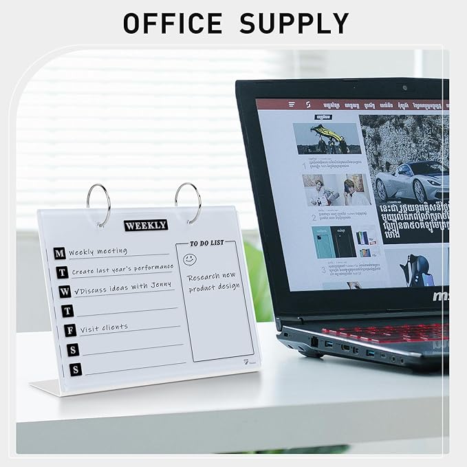 Desktop Glass Dry Erase & Acrylic Aesthetic Desk Calendar Weekly to-do List - Image 2