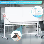 maxtek Rolling Whiteboard, 96x48 Large Double-Sided White Board Dry Erase on - Image 3