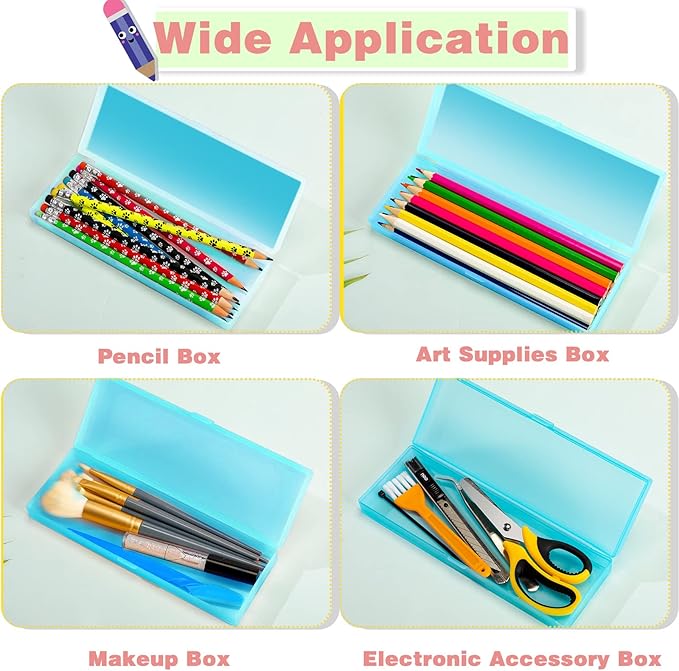 Fainne 24 Pcs Plastic Pencil Case Bulk Pencil Boxes Plastic Stationery Case - Image 3