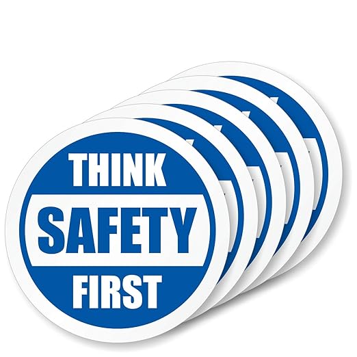 SmartSign Think Safety First Pack of 5 Hard Hat Labels | Retro-Reflective by SmartSign