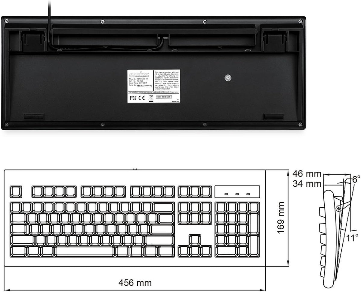Perixx Periboard-106, Wired Performance Full Size Keyboard, Curve Ergonomic K...