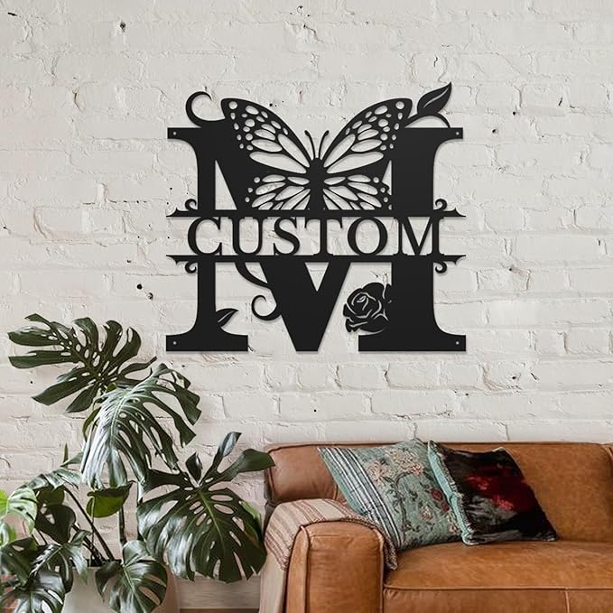 Personalized Custom Letter Name metal Signs, Custom Black Letter Monogram Wall - Image 3