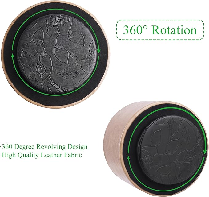 Hennaja Round Leather Art Supply Organizer, Remote Control Holder, 360 Degree - Image 4