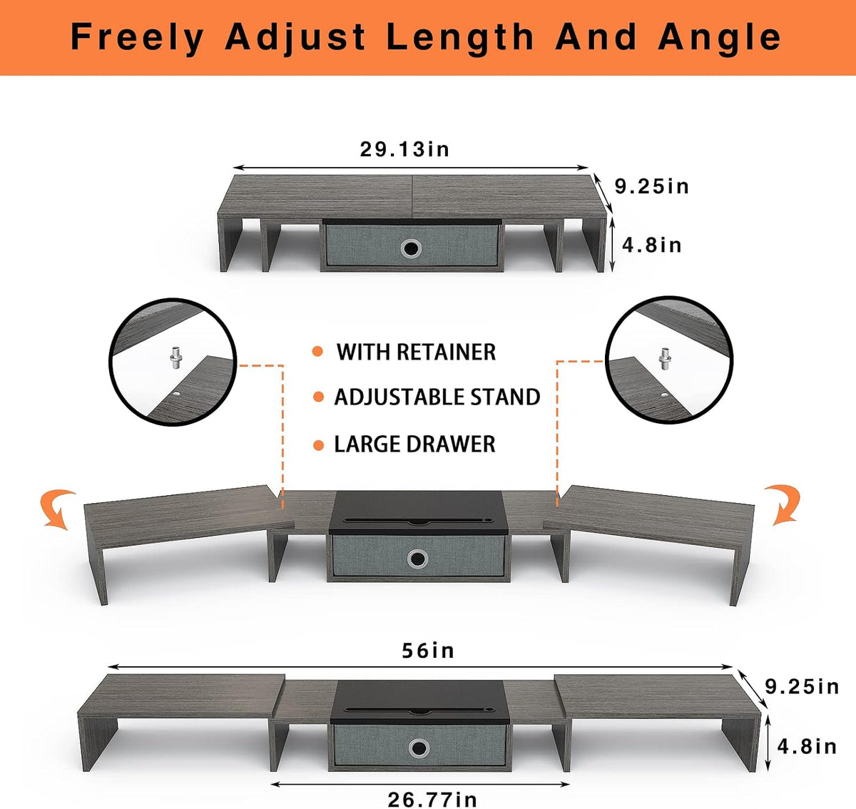 WESTREE Triple Dual Monitor Stand Riser with Drawer,Extra Large Adjustable fo...