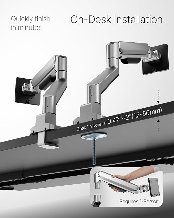 monTEK Deluxe Monitor Arm with USB A/C up to 40 Inch Holds 26.4 lbs Curved - Image 8